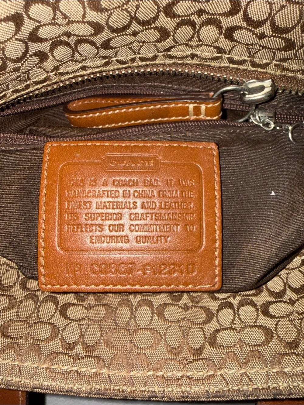 Coach Tan/Brown Signature Canvas Tote with Leather Handles